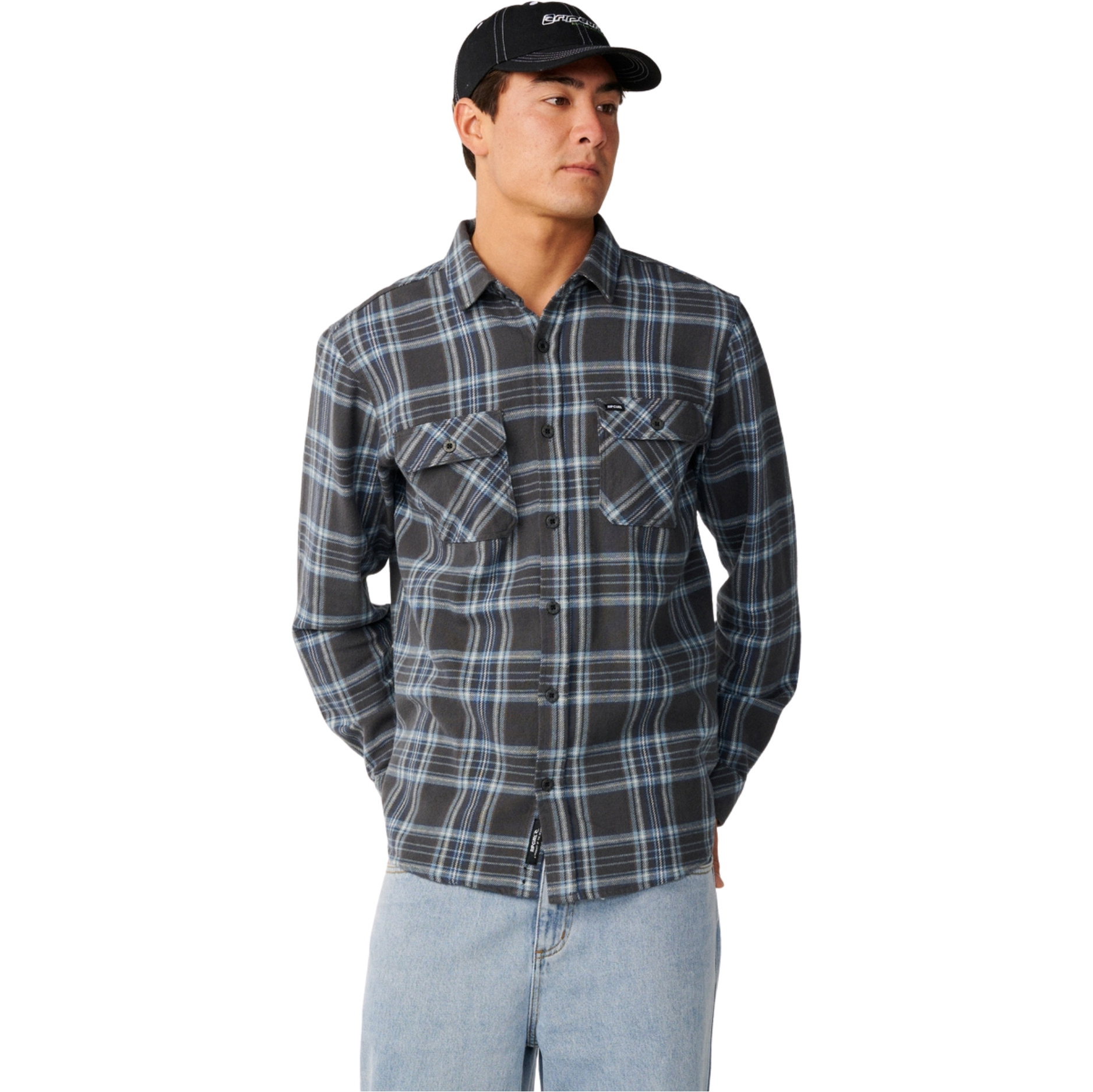 2026 Rip Curl Mens Premium Surf Griffin Flannel Shirt 01EMSH - Washed Black